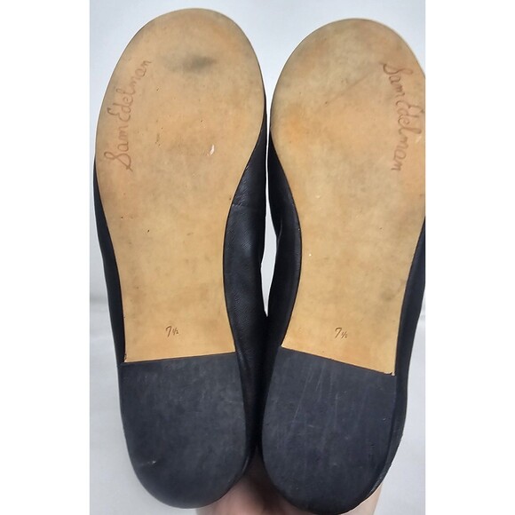 Sam Edelman Felicia Black Leather Ballet Flat Women's Size 7.5M Round Toe Bow - Picture 9 of 12
